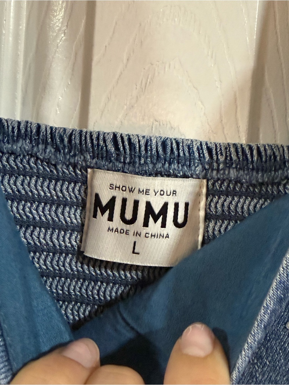 Show Me Your MuMu Denim Mini Dress with Crystal Studs - Blue - Picture 5 of 5